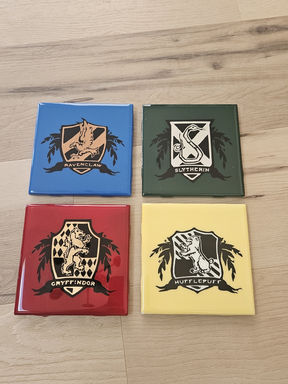 Harry Potter House Crest Coasters - Ravenclaw, Slytherin, Gryffindor, Hufflepuff